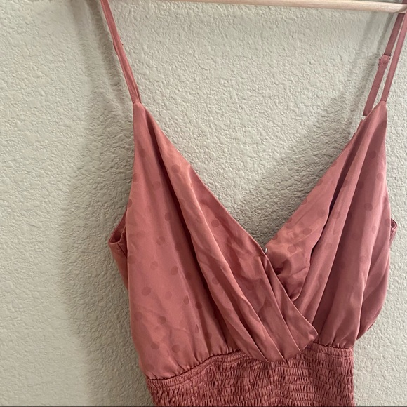 Sold Storia polka dot pink ruched mini dress - Picture 3 of 7